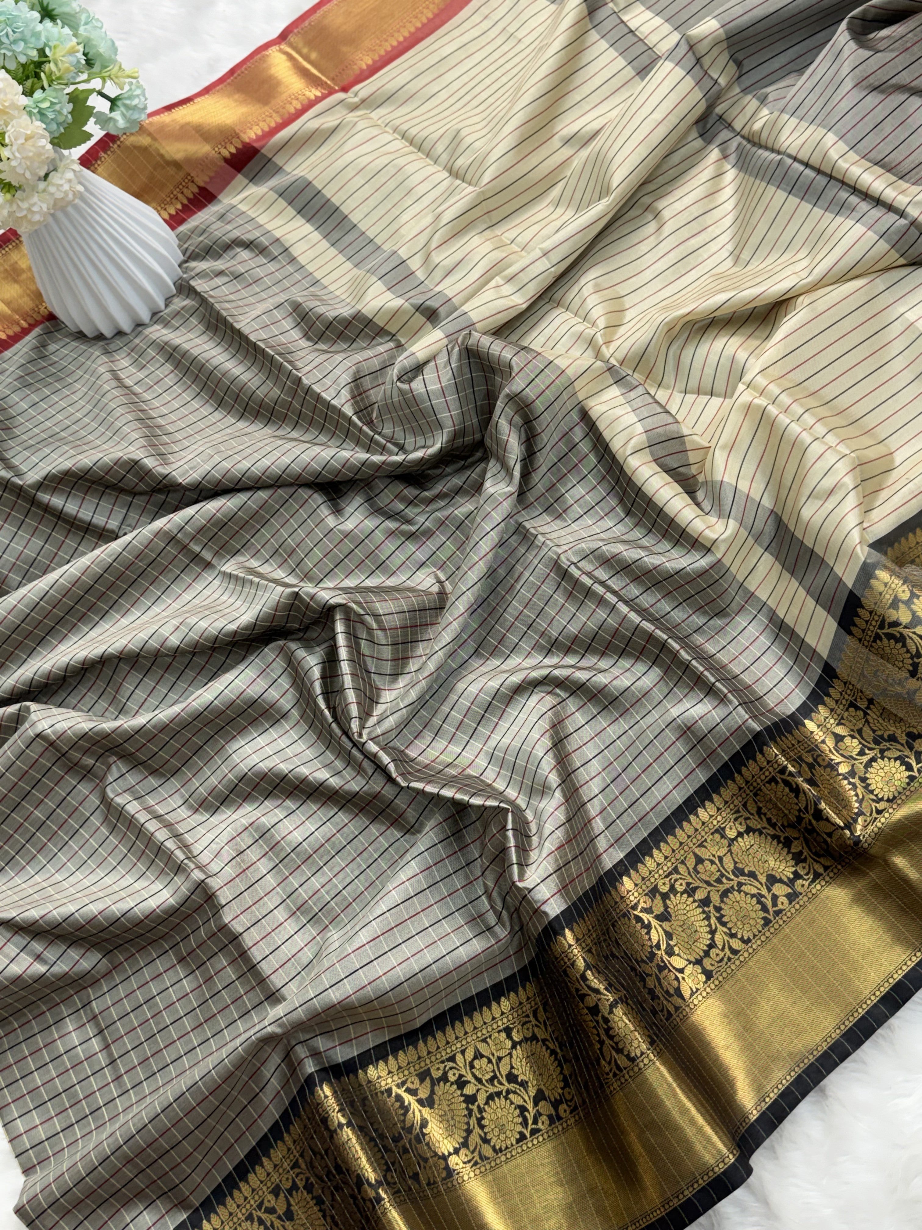 Elegant Kattam Silk Saree with Zari Contrast Border