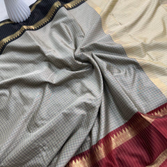 Heritage Kattam Silk Saree with Zari Temple Border