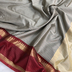 Heritage Kattam Silk Saree with Zari Temple Border