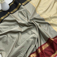 Heritage Kattam Silk Saree with Zari Temple Border