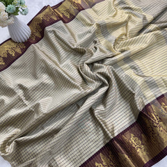 Rich Kattam Silk Saree with Zari Temple Contrast Border