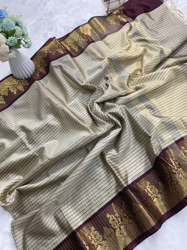 Rich Kattam Silk Saree with Zari Temple Contrast Border