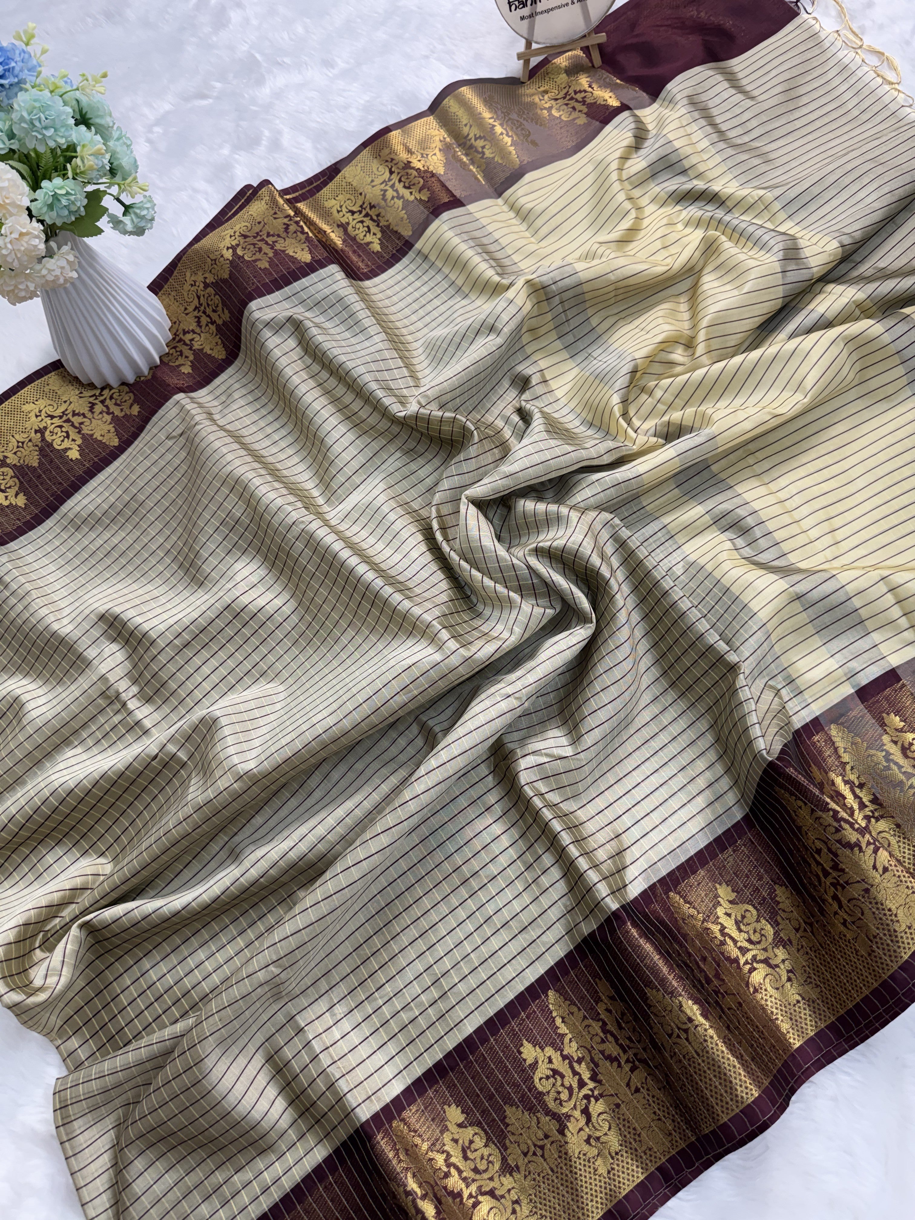Rich Kattam Silk Saree with Zari Temple Contrast Border