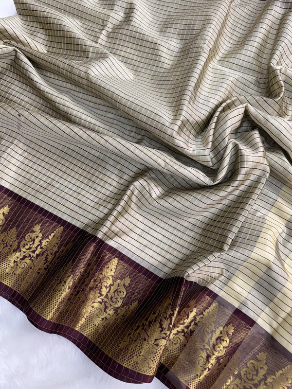 Rich Kattam Silk Saree with Zari Temple Contrast Border