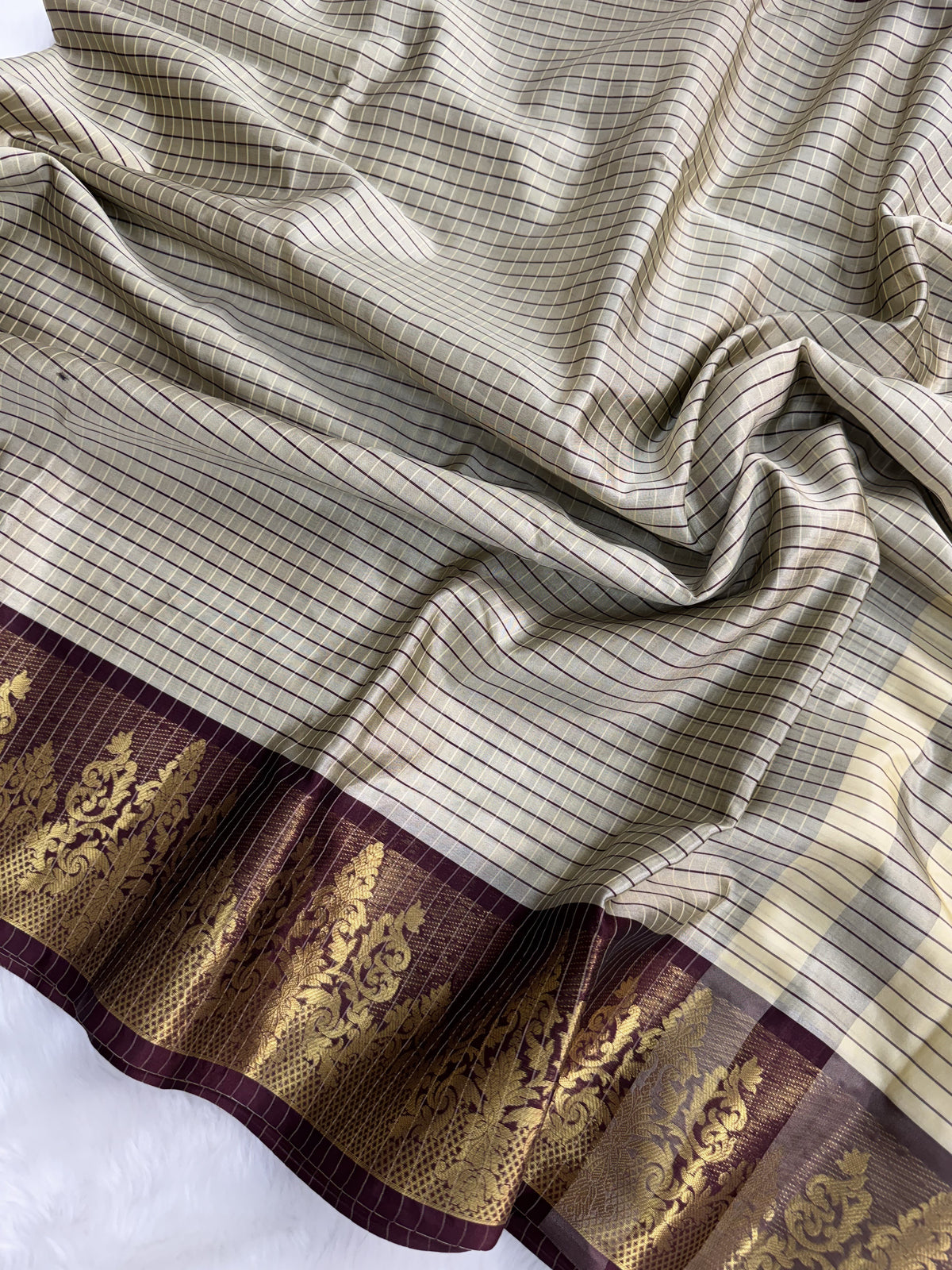 Rich Kattam Silk Saree with Zari Temple Contrast Border