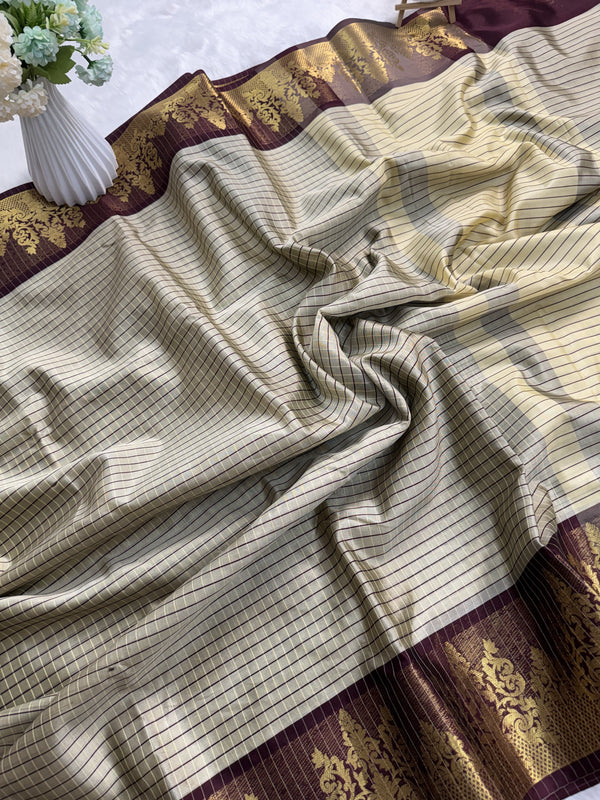Rich Kattam Silk Saree with Zari Temple Contrast Border