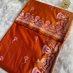 Mustard Gold Regal Mashru Banarasi Silk Saree