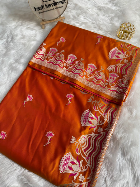 Mustard Gold Regal Mashru Banarasi Silk Saree