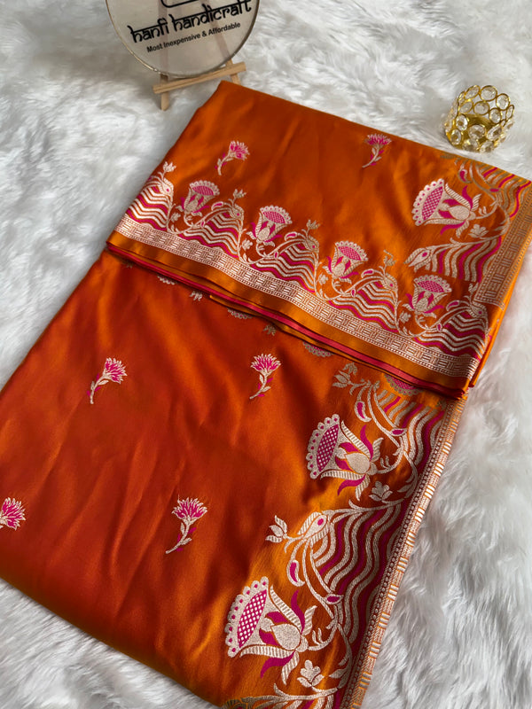 Mustard Gold Regal Mashru Banarasi Silk Saree