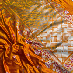 Mustard Gold Regal Mashru Banarasi Silk Saree