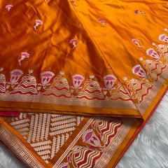 Mustard Gold Regal Mashru Banarasi Silk Saree