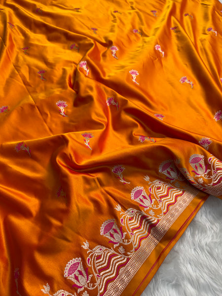 Mustard Gold Regal Mashru Banarasi Silk Saree