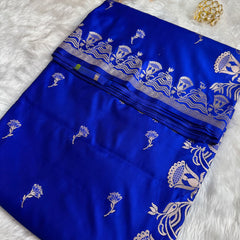 Royal Blue Regal Mashru Banarasi Silk Saree