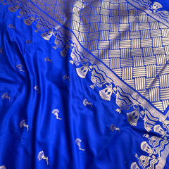 Royal Blue Regal Mashru Banarasi Silk Saree