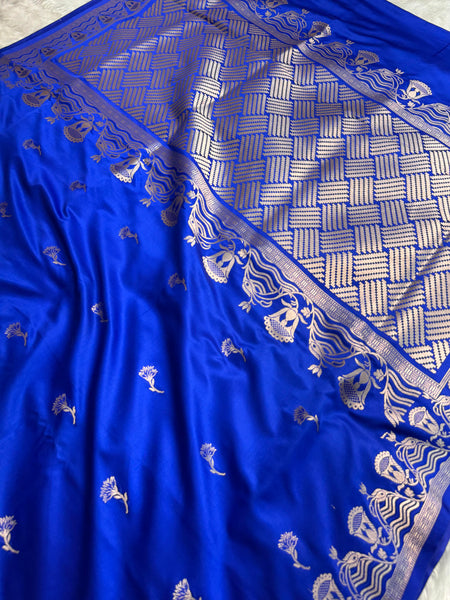 Royal Blue Regal Mashru Banarasi Silk Saree