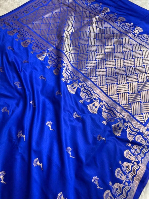 Royal Blue Regal Mashru Banarasi Silk Saree