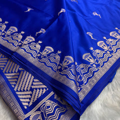 Royal Blue Regal Mashru Banarasi Silk Saree