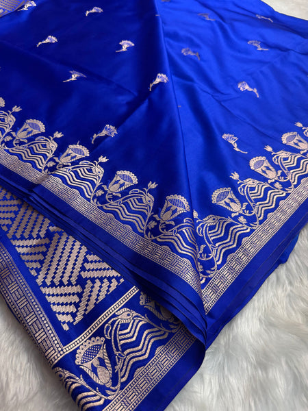 Royal Blue Regal Mashru Banarasi Silk Saree
