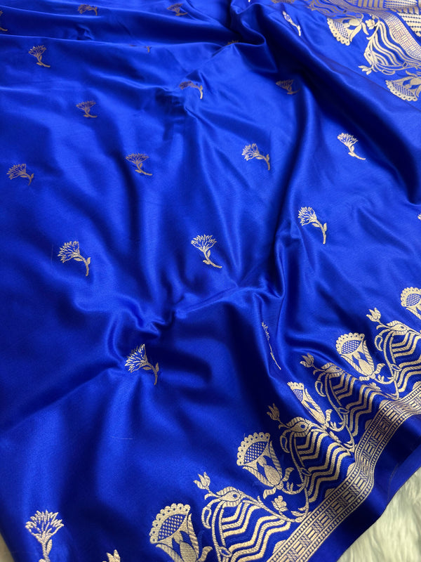 Royal Blue Regal Mashru Banarasi Silk Saree