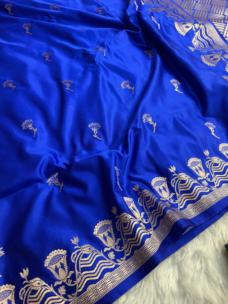 Royal Blue Regal Mashru Banarasi Silk Saree