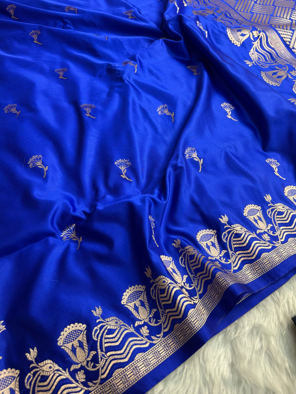 Royal Blue Regal Mashru Banarasi Silk Saree