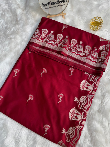 Deep Red Regal Mashru Banarasi Silk Saree