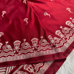 Deep Red Regal Mashru Banarasi Silk Saree