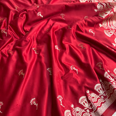 Deep Red Regal Mashru Banarasi Silk Saree