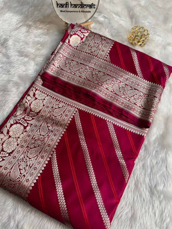 Maroon Red Mashru Dhoop Chaon Banarasi Silk Saree