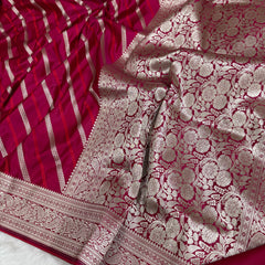 Maroon Red Mashru Dhoop Chaon Banarasi Silk Saree