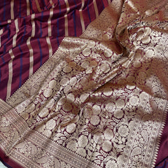 Garnet Wine Mashru Dhoop Chaon Banarasi Silk Saree