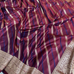 Garnet Wine Mashru Dhoop Chaon Banarasi Silk Saree