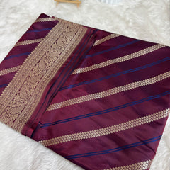 Garnet Wine Mashru Dhoop Chaon Banarasi Silk Saree