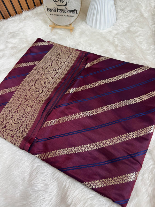 Garnet Wine Mashru Dhoop Chaon Banarasi Silk Saree