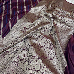 Garnet Wine Mashru Dhoop Chaon Banarasi Silk Saree