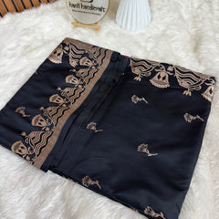 Deep Black Regal Mashru Banarasi Silk Saree
