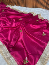 Magenta Pink Maharani Gemstone Hand-work Designer Saree