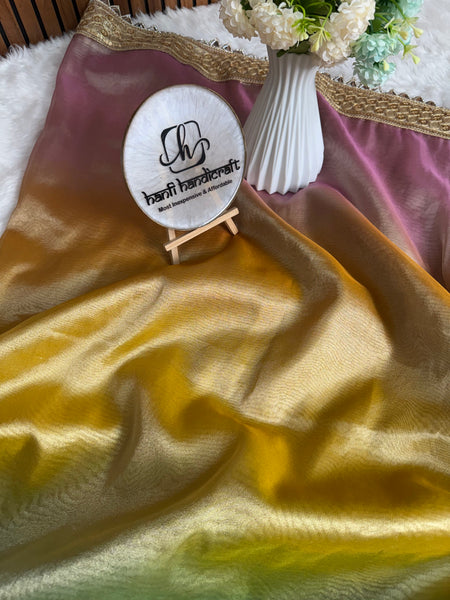 Premium 3D Multi Shade Tissue Saree with Soft Mirror Border