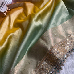 Premium 3D Multi Shade Tissue Saree with Soft Mirror Border