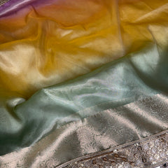 Premium 3D Multi Shade Tissue Saree with Soft Mirror Border
