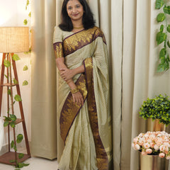 Rich Kattam Silk Saree with Zari Temple Contrast Border