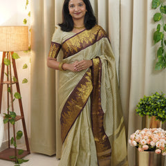 Rich Kattam Silk Saree with Zari Temple Contrast Border