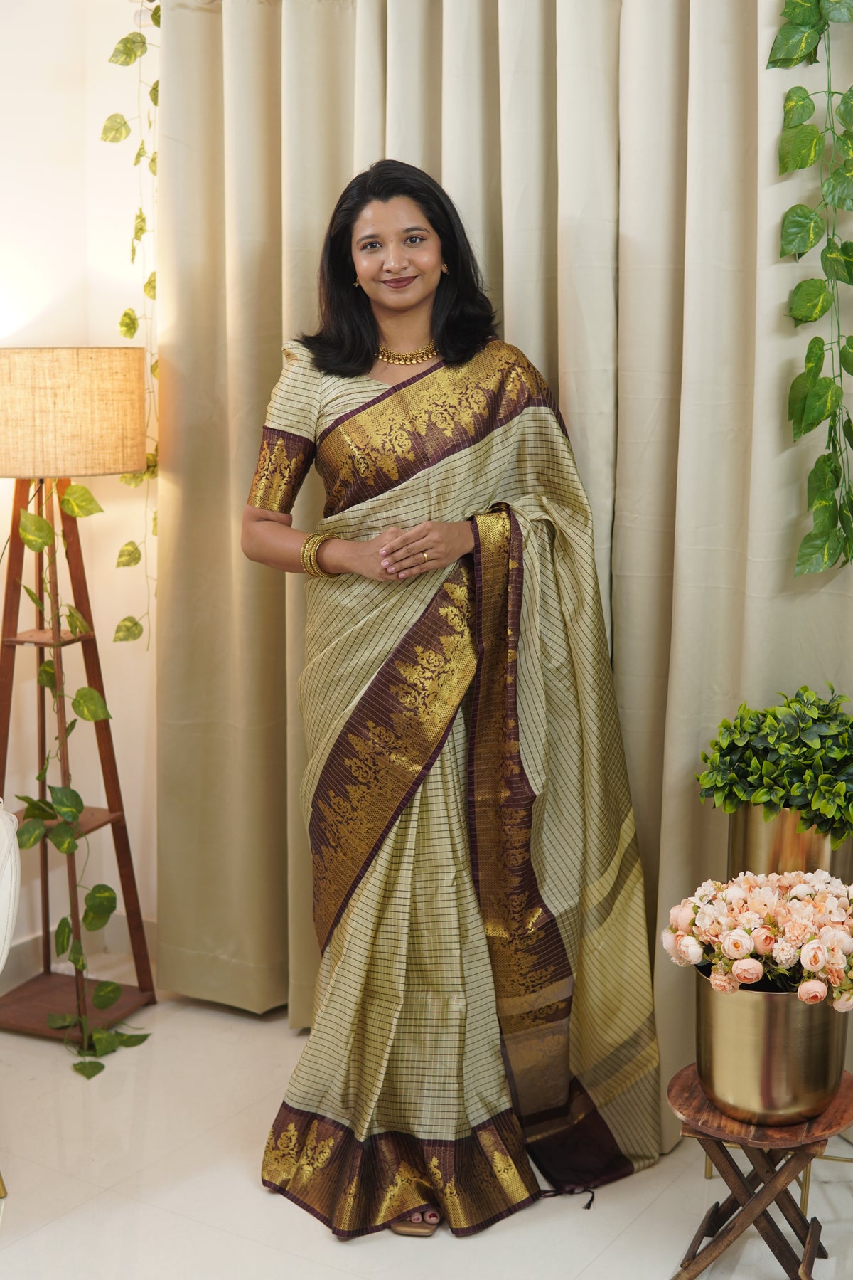 Rich Kattam Silk Saree with Zari Temple Contrast Border