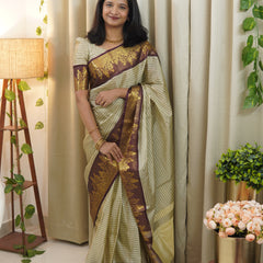 Rich Kattam Silk Saree with Zari Temple Contrast Border
