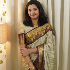Rich Kattam Silk Saree with Zari Temple Contrast Border