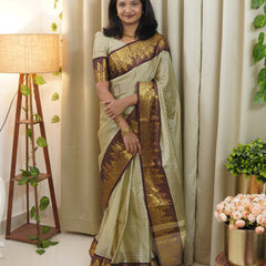 Rich Kattam Silk Saree with Zari Temple Contrast Border