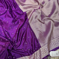 Purple Wine Mashru Silk Jamawar Banarasi Saree