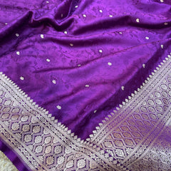 Purple Wine Mashru Silk Jamawar Banarasi Saree