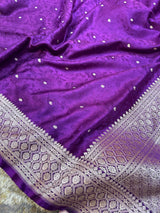 Purple Wine Mashru Silk Jamawar Banarasi Saree