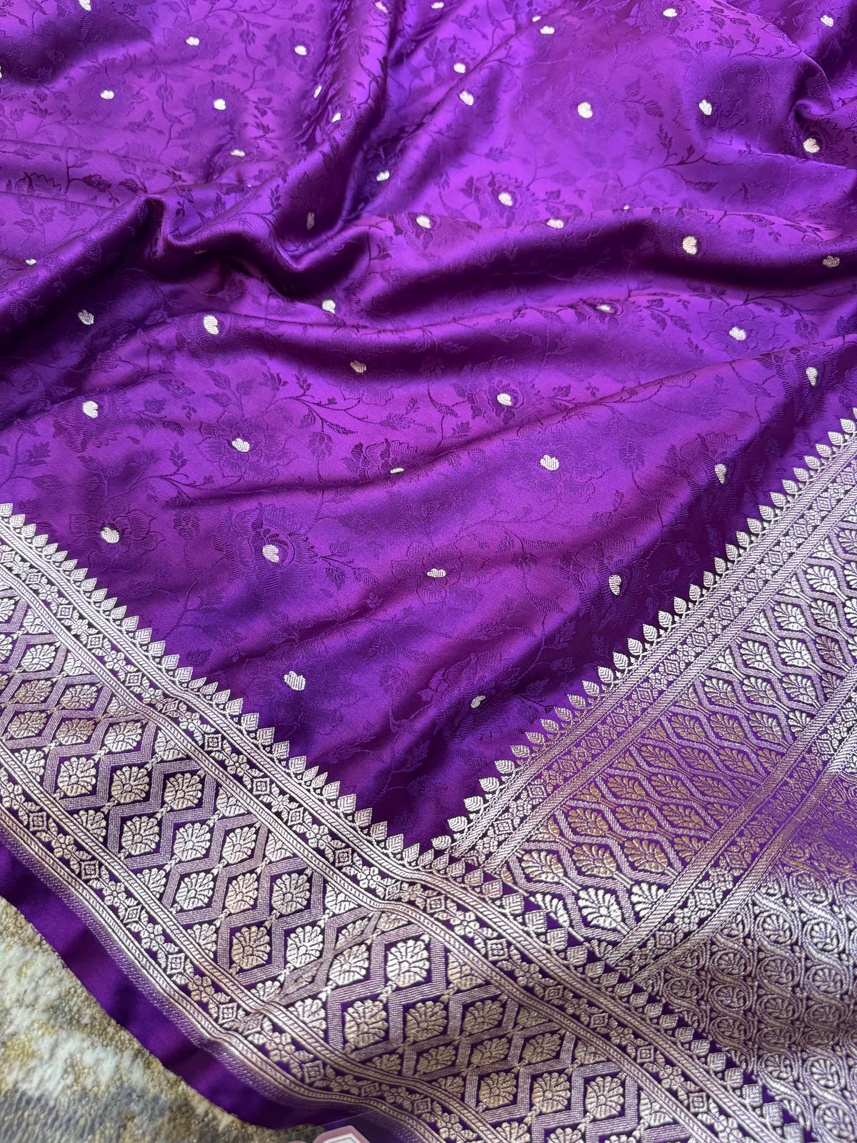 Purple Wine Mashru Silk Jamawar Banarasi Saree